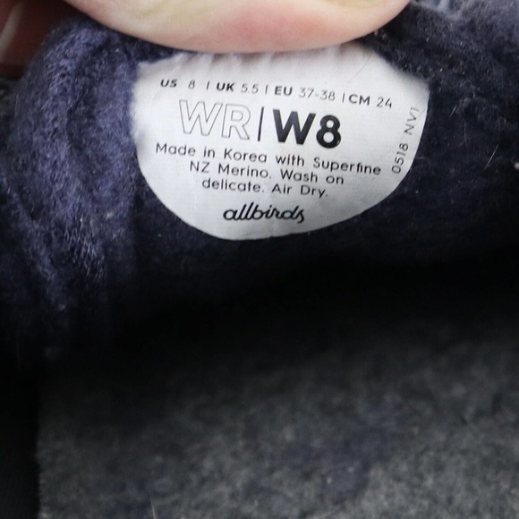 Allbirds Womens Size 8 Wool Runners Shoes Navy Blue Merino Comfort Running - Picture 8 of 10